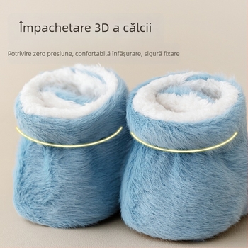 Pantofi interior pentru copii, închidere Velcro, partea superioară din pânză, căptușeală groasă din velur, talpă antiderapantă, pentru vârste 0–36 de luni