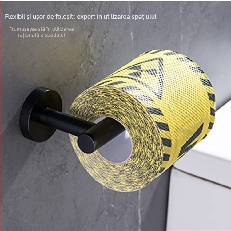 Suport pentru hârtie de bucătărie și toaletă din oțel inox, montaj fără găuri, finisaj spray, design oval, Bangnan