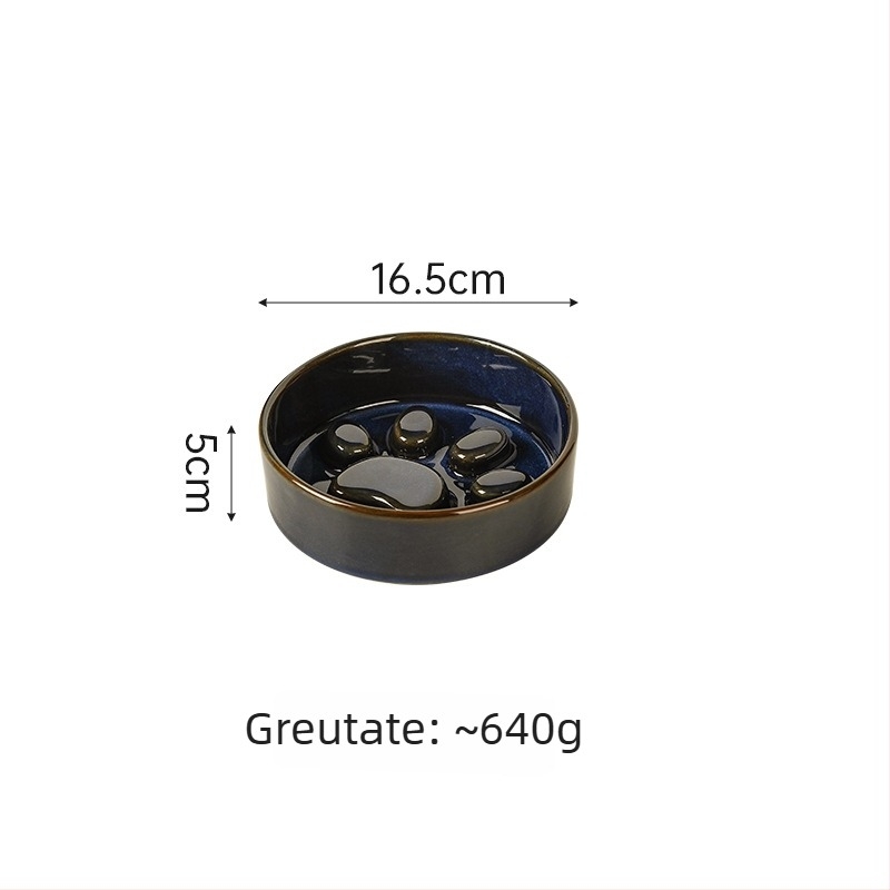 Vase ceramice pentru animale de companie (pisici și câini), stil japonez, coapte în cuptor, set cu două boluri cu alimentare lentă, anti-înghițire și anti-scurgeri