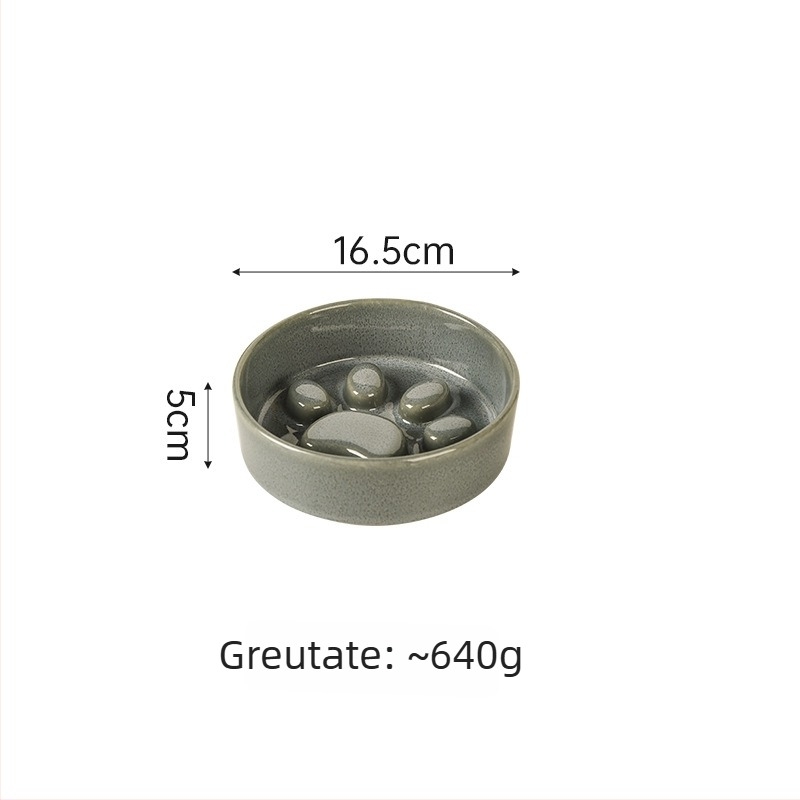 Vase ceramice pentru animale de companie (pisici și câini), stil japonez, coapte în cuptor, set cu două boluri cu alimentare lentă, anti-înghițire și anti-scurgeri