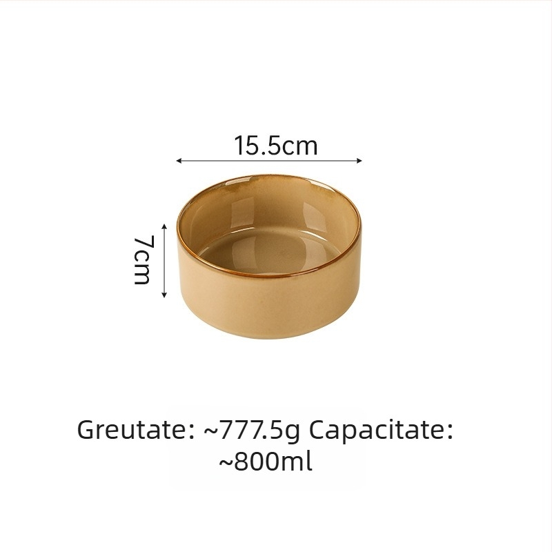 Vase ceramice pentru animale de companie (pisici și câini), stil japonez, coapte în cuptor, set cu două boluri cu alimentare lentă, anti-înghițire și anti-scurgeri
