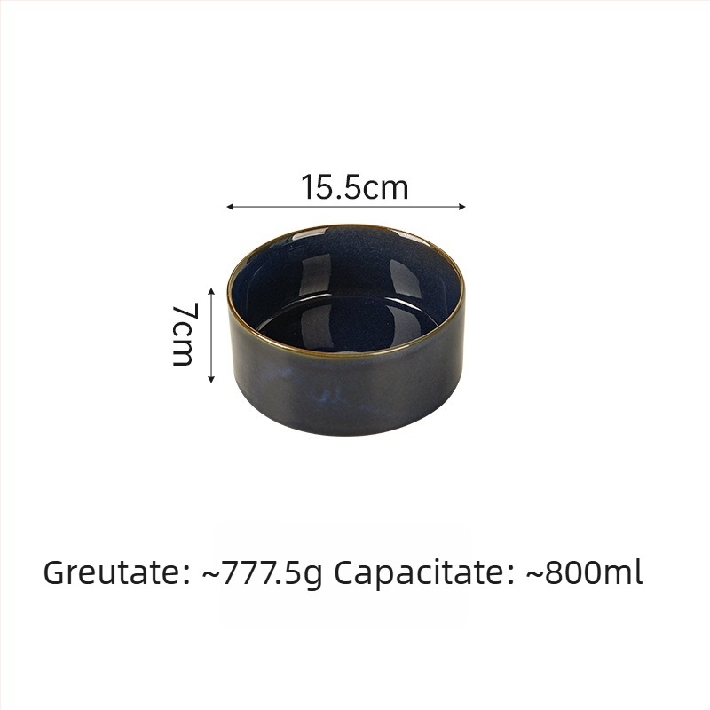 Vase ceramice pentru animale de companie (pisici și câini), stil japonez, coapte în cuptor, set cu două boluri cu alimentare lentă, anti-înghițire și anti-scurgeri