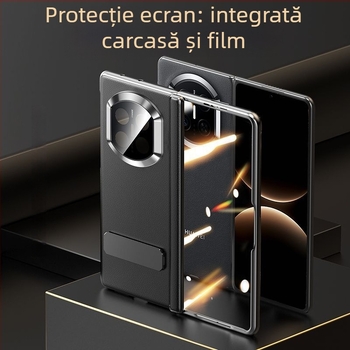 NECONO husă din piele pentru Huawei Mate X7, cu capac frontal și spate, piele reală, suport încorporat, anti-cădere, rezistentă la zgârieturi