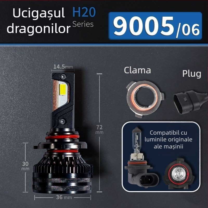 Faruri LED pentru mașină, lumină joasă, compatibile cu H1/4/7/11/9005/9012, 12V, 80–90W