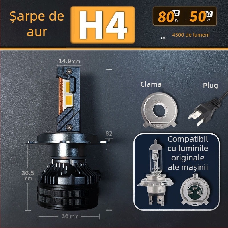 Faruri LED pentru mașină, lumină joasă, compatibile cu H1/4/7/11/9005/9012, 12V, 80–90W