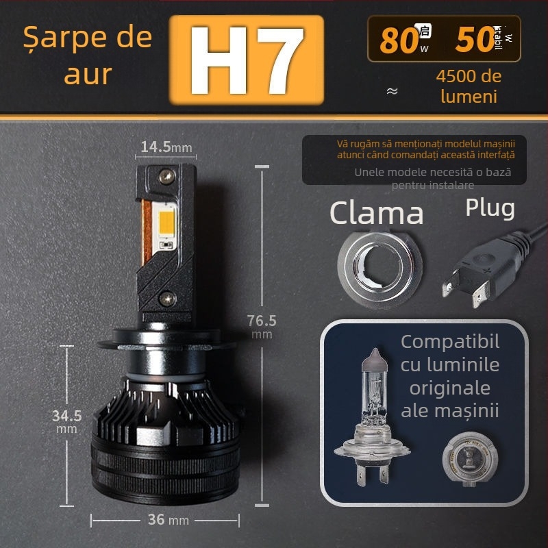 Faruri LED pentru mașină, lumină joasă, compatibile cu H1/4/7/11/9005/9012, 12V, 80–90W