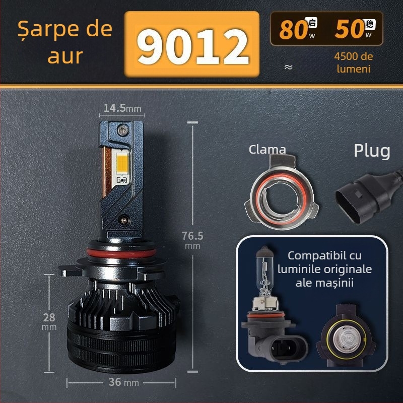 Faruri LED pentru mașină, lumină joasă, compatibile cu H1/4/7/11/9005/9012, 12V, 80–90W