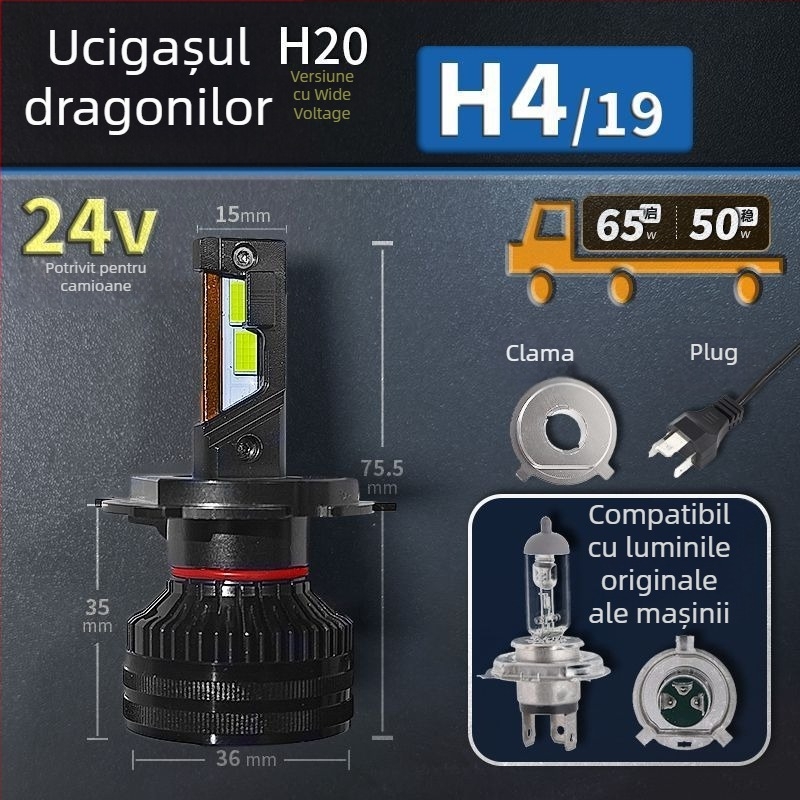 Faruri LED pentru mașină, lumină joasă, compatibile cu H1/4/7/11/9005/9012, 12V, 80–90W