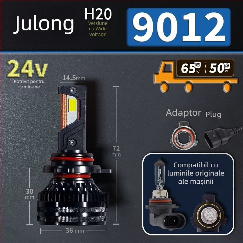 Faruri LED pentru mașină, lumină joasă, compatibile cu H1/4/7/11/9005/9012, 12V, 80–90W