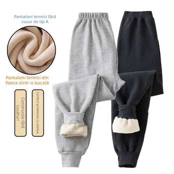 Pantaloni termici pentru băieți, cu căptușeală de fleece și gros, talie înaltă, strat de bază de iarnă, 92% poliester