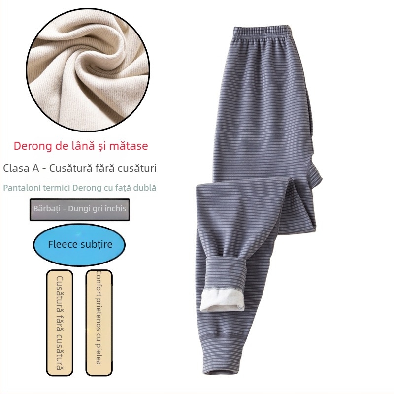 Pantaloni termici pentru băieți, cu căptușeală de fleece și gros, talie înaltă, strat de bază de iarnă, 92% poliester