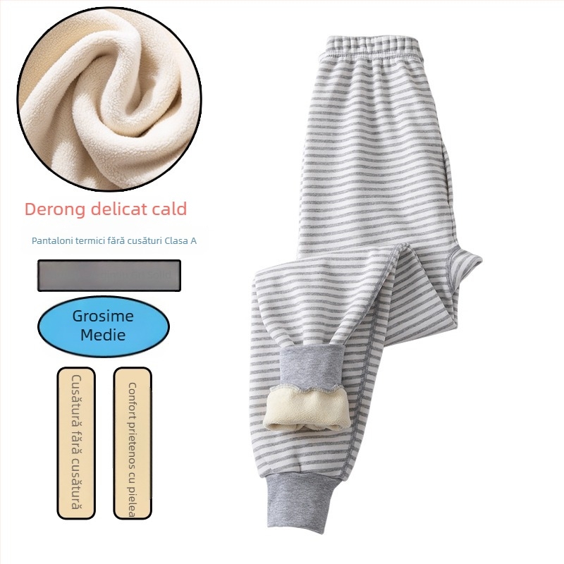 Pantaloni termici pentru băieți, cu căptușeală de fleece și gros, talie înaltă, strat de bază de iarnă, 92% poliester