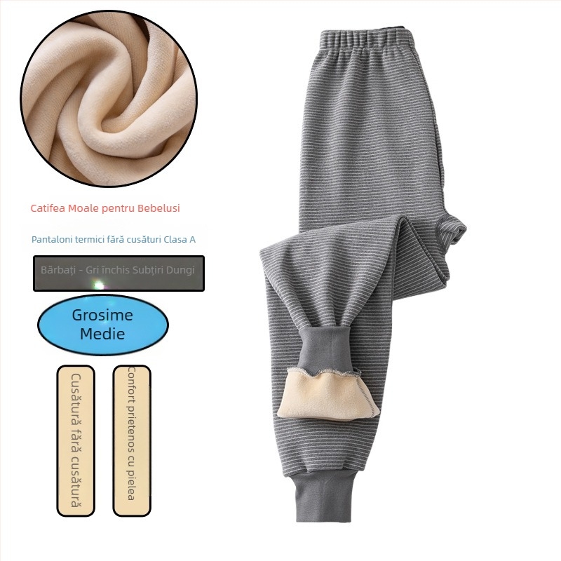 Pantaloni termici pentru băieți, cu căptușeală de fleece și gros, talie înaltă, strat de bază de iarnă, 92% poliester