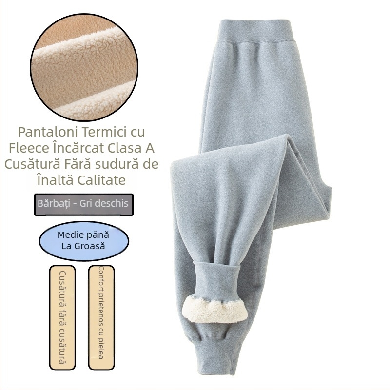 Pantaloni termici pentru băieți, cu căptușeală de fleece și gros, talie înaltă, strat de bază de iarnă, 92% poliester