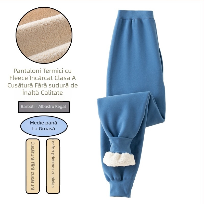 Pantaloni termici pentru băieți, cu căptușeală de fleece și gros, talie înaltă, strat de bază de iarnă, 92% poliester