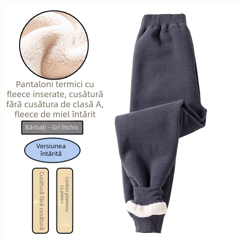 Pantaloni termici pentru băieți, cu căptușeală de fleece și gros, talie înaltă, strat de bază de iarnă, 92% poliester