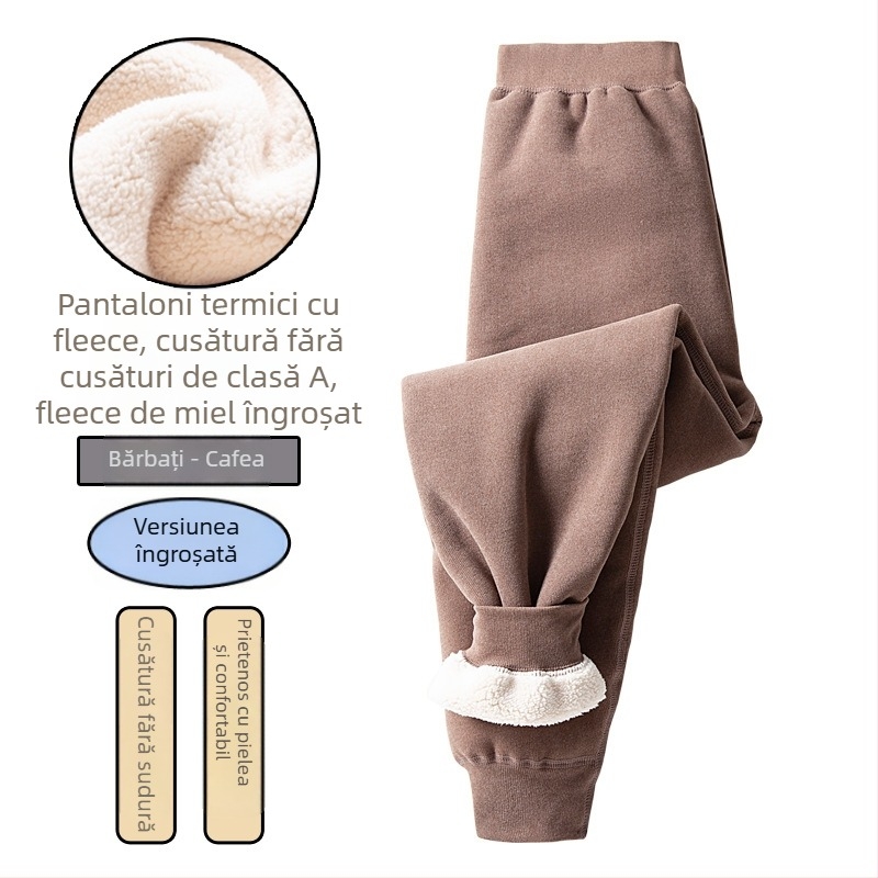 Pantaloni termici pentru băieți, cu căptușeală de fleece și gros, talie înaltă, strat de bază de iarnă, 92% poliester