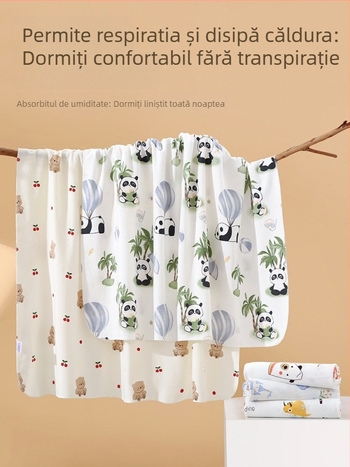 Înveliș pentru nou-născuți din bumbac, model Cartoon, ușor pentru primăvară-vară, siguranță Clasa A, 0–12 luni