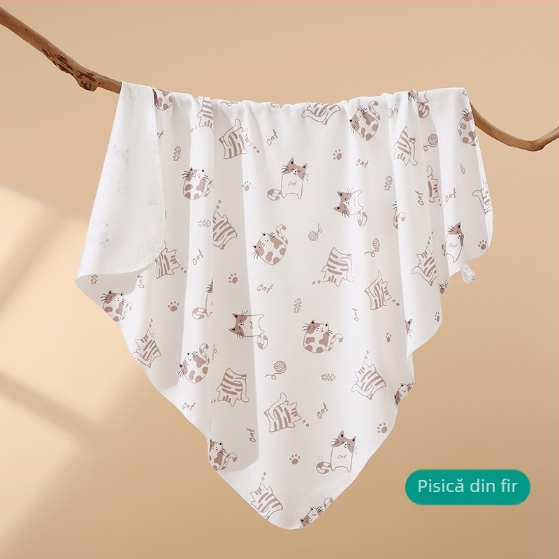 Înveliș pentru nou-născuți din bumbac, model Cartoon, ușor pentru primăvară-vară, siguranță Clasa A, 0–12 luni