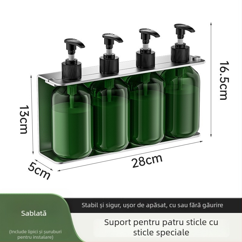 Dispenser de săpun din oțel inoxidabil 304, montat pe perete, fără găuri, acționat prin apăsare manuală, finisaj lucios, stil modern, pentru băile din hoteluri