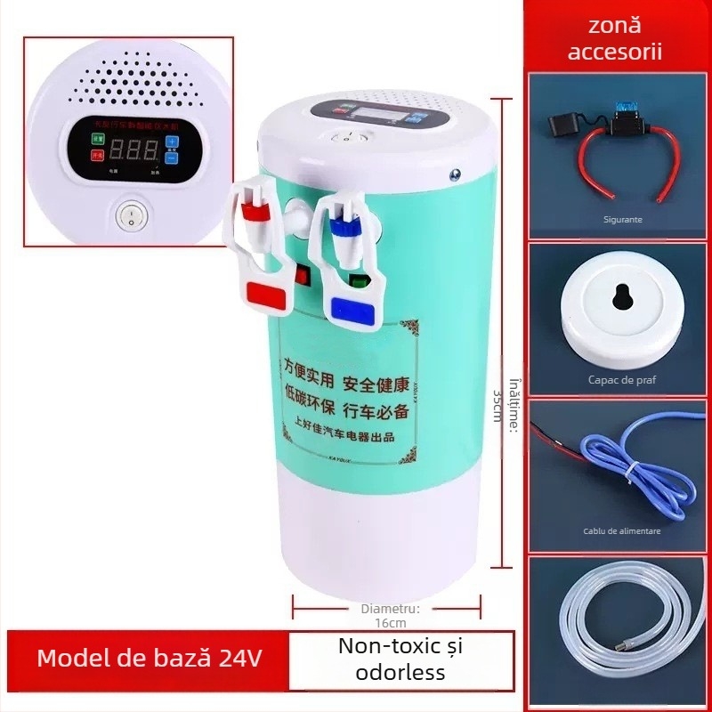 Dispenser de apă montat pe camion 24V cu încălzire inteligentă și fierbător pentru ceai — ABS + oțel inoxidabil, procesare personalizabilă