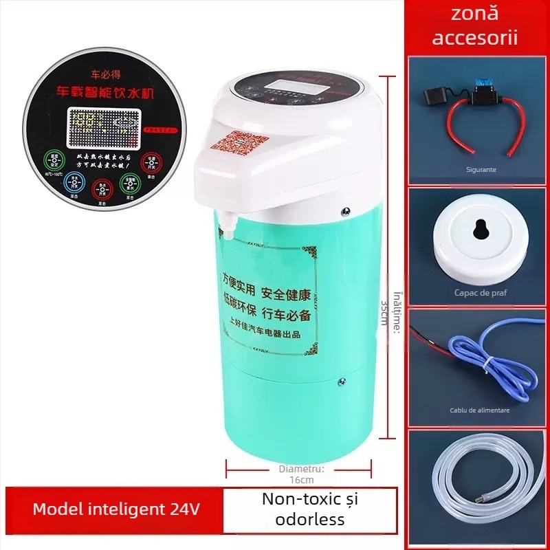 Dispenser de apă montat pe camion 24V cu încălzire inteligentă și fierbător pentru ceai — ABS + oțel inoxidabil, procesare personalizabilă