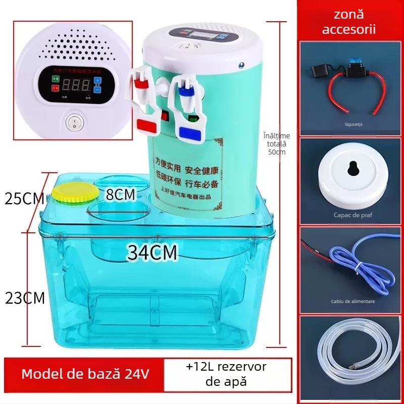 Dispenser de apă montat pe camion 24V cu încălzire inteligentă și fierbător pentru ceai — ABS + oțel inoxidabil, procesare personalizabilă