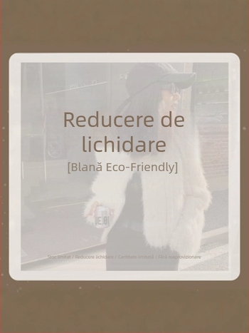 Palton din blană artificială, stil coreean-japonez relaxat, decolteu în V, mâneci lungi, material principal: blană artificială, conținut de țesătură ≥95%