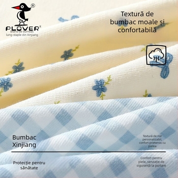 Chiloți femei din bumbac cu talie înaltă, antibacteriali, respirabili, uscare rapidă; țesătură tricotată; căptușeală 95–100% bumbac