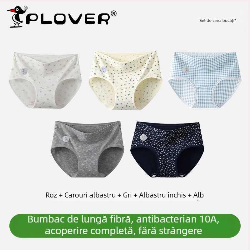 Chiloți femei din bumbac cu talie înaltă, antibacteriali, respirabili, uscare rapidă; țesătură tricotată; căptușeală 95–100% bumbac