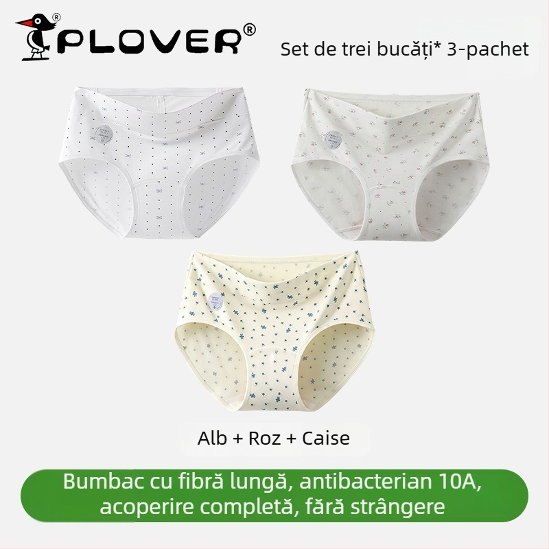 Chiloți femei din bumbac cu talie înaltă, antibacteriali, respirabili, uscare rapidă; țesătură tricotată; căptușeală 95–100% bumbac