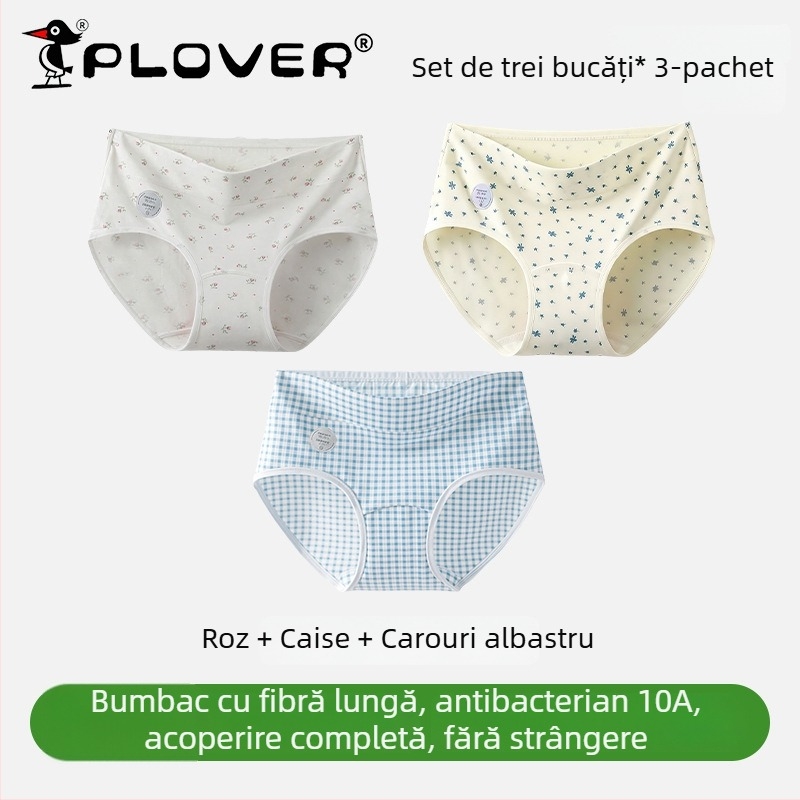 Chiloți femei din bumbac cu talie înaltă, antibacteriali, respirabili, uscare rapidă; țesătură tricotată; căptușeală 95–100% bumbac