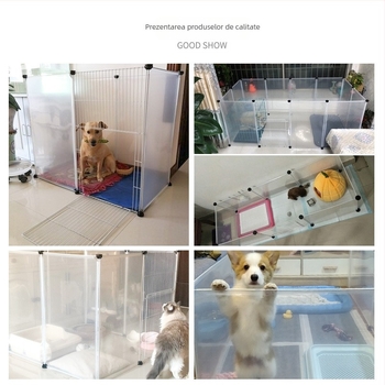Gardă din plastic pentru interior pentru animale de companie, cu panou transparent, pentru câini și iepuri