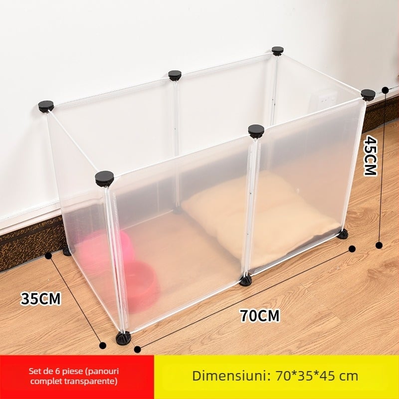 Gardă din plastic pentru interior pentru animale de companie, cu panou transparent, pentru câini și iepuri
