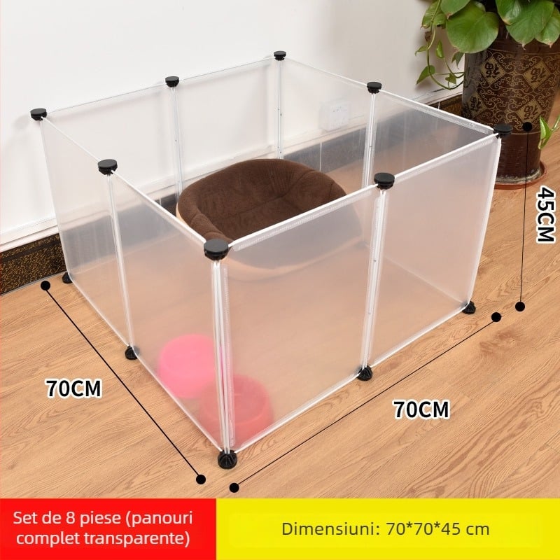 Gardă din plastic pentru interior pentru animale de companie, cu panou transparent, pentru câini și iepuri