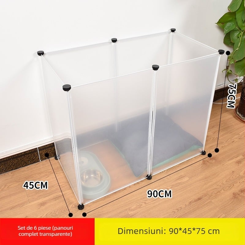 Gardă din plastic pentru interior pentru animale de companie, cu panou transparent, pentru câini și iepuri