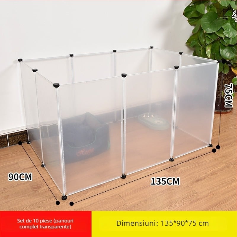 Gardă din plastic pentru interior pentru animale de companie, cu panou transparent, pentru câini și iepuri