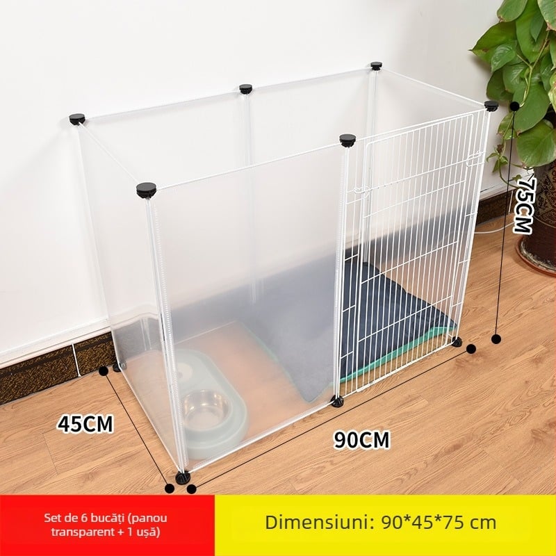 Gardă din plastic pentru interior pentru animale de companie, cu panou transparent, pentru câini și iepuri