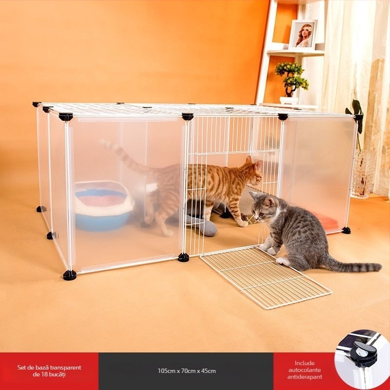 Gardă din plastic pentru interior pentru animale de companie, cu panou transparent, pentru câini și iepuri