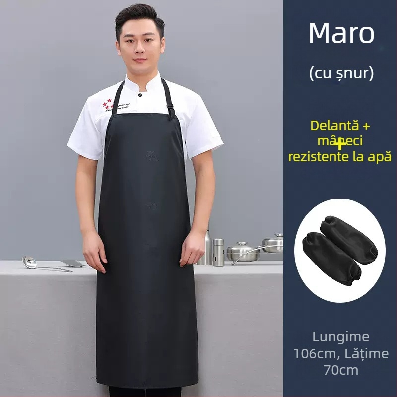 Șorț de bucătărie fără mâneci, din PU, rezistent la ulei și pete, stil minimalist modern, culoare uni