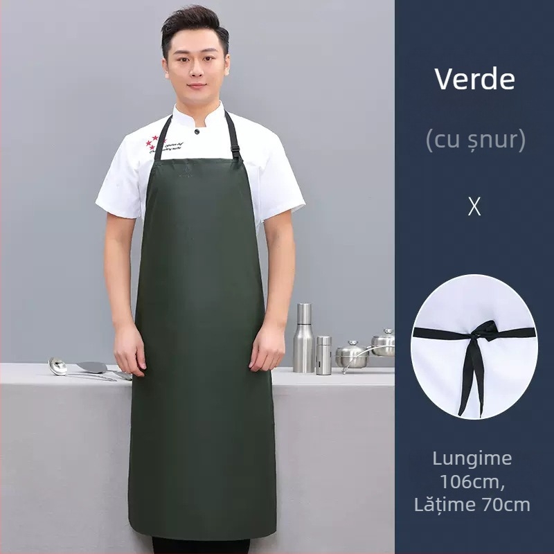 Șorț de bucătărie fără mâneci, din PU, rezistent la ulei și pete, stil minimalist modern, culoare uni