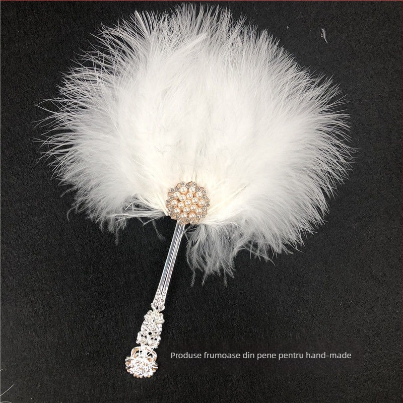 Halat cu evantai din pene albe, mireasă în stil chinezesc, recuzită pentru fotografii de nuntă și dans antic (Brand: Unique; Tip: Other; Greutate produs: Other; Pachet: Other)