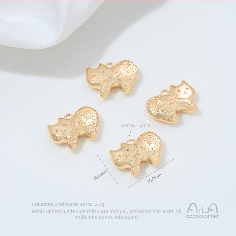 Pandantiv – protecție culoare aur 14K, aliaj cu acoperire argintiu/auriu, model pisică, design original, Toamnă 2025