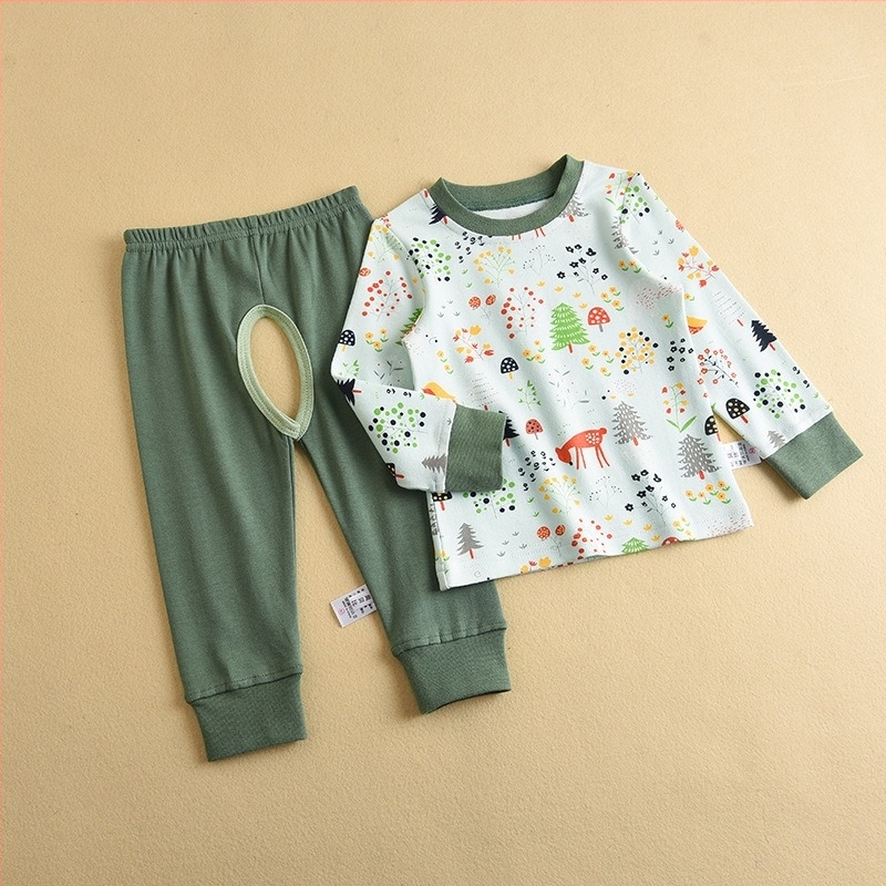 Set cardigan din bumbac pentru bebeluși cu pantaloni cu deschidere în zona crotch, mâneci lungi, pentru 1–3 ani, primăvară-toamnă