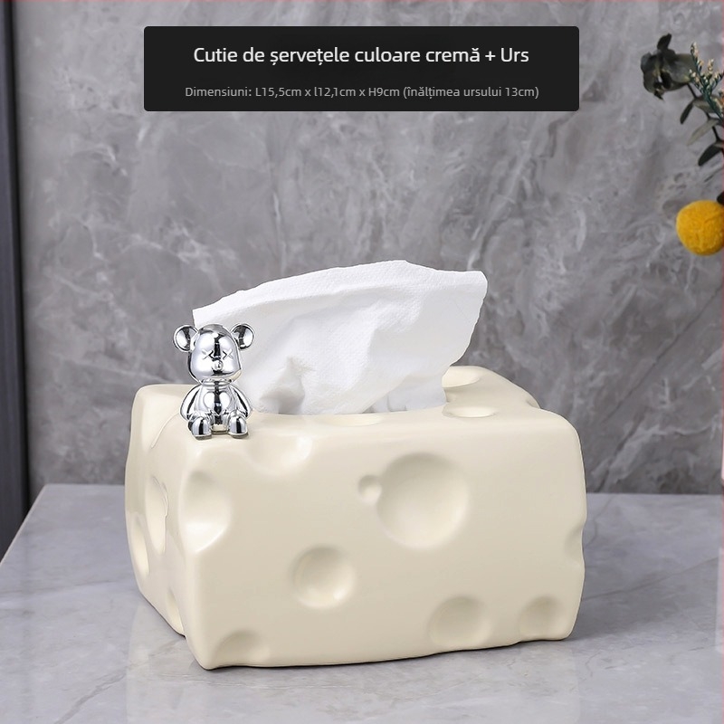 Cutie de șervețele ceramică, stil lux ușor, model nailao-2023911, multifuncțională