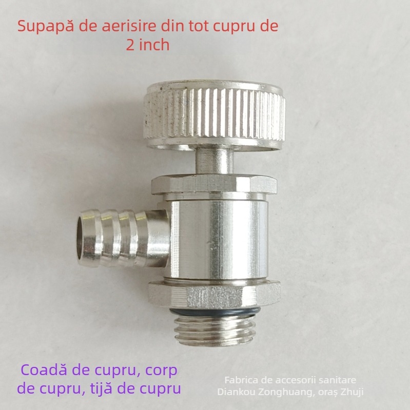 Supapă de golire a radiatoarelor cu conectare filetata, cupru, finisaj nichelat, temperatură de lucru 0–100°C, pentru apă