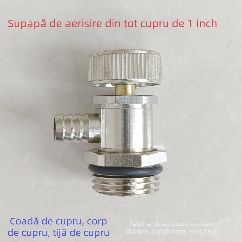 Supapă de golire a radiatoarelor cu conectare filetata, cupru, finisaj nichelat, temperatură de lucru 0–100°C, pentru apă