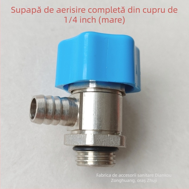 Supapă de golire a radiatoarelor cu conectare filetata, cupru, finisaj nichelat, temperatură de lucru 0–100°C, pentru apă