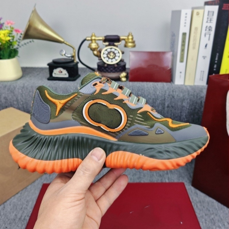 Pantofi sport casual unisex cu talpă înălțătoare, partea superioară din piele și plasă, șiret, design în valuri