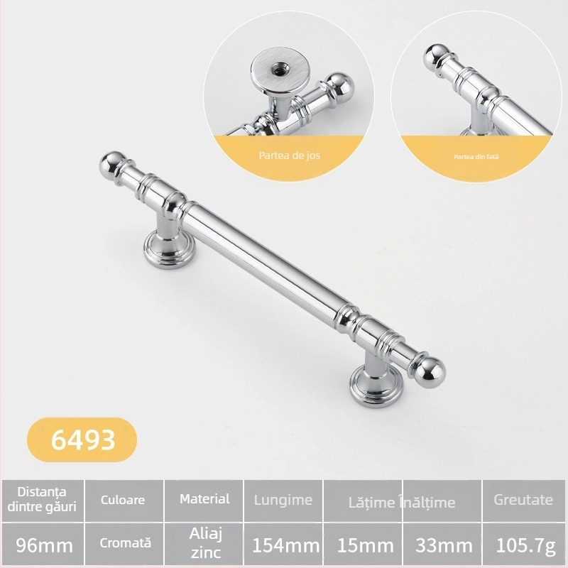 Mâner pentru ușa de dulap — sferic, din aliaj de zinc, stil minimalist italian, montare pe suprafață, model cu o singură gaură